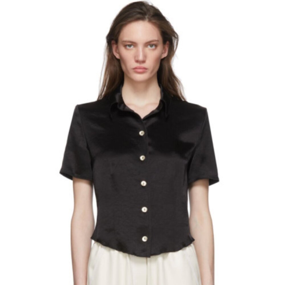 Nanushska Clare Shirt, Black Satin
